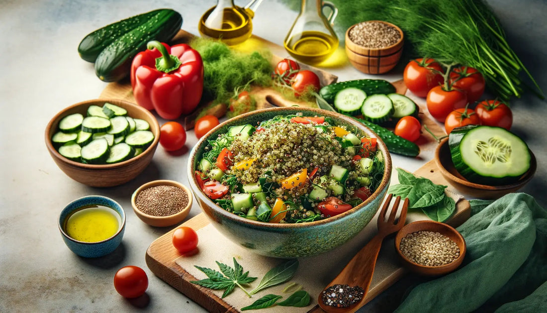 Hanfblatt und quinoa salat